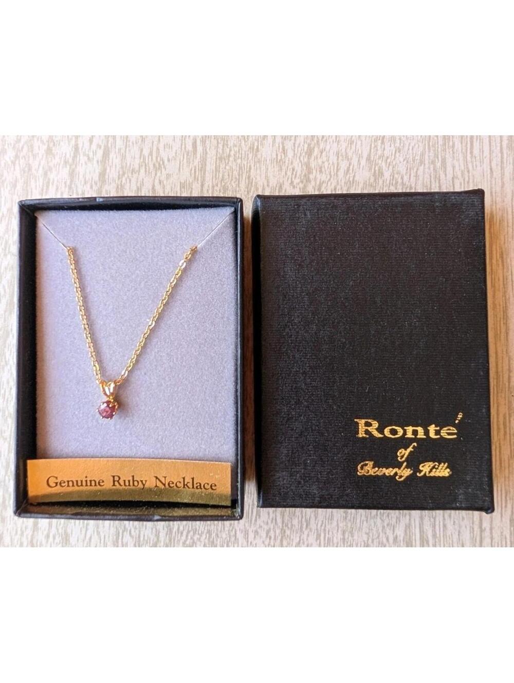 Vintage Ruby Pendant Necklace Gold Tone Rone Beverly Hills w/ Box